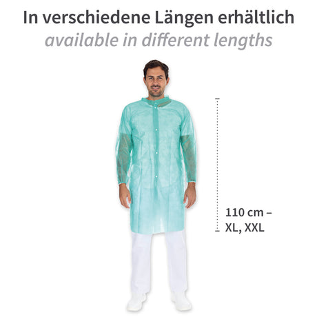 Besucherkittel Light mit Druckknöpfen, Stehkragen | PP - grün