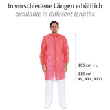 Besucherkittel Light mit Druckknöpfen, Stehkragen | PP - rot