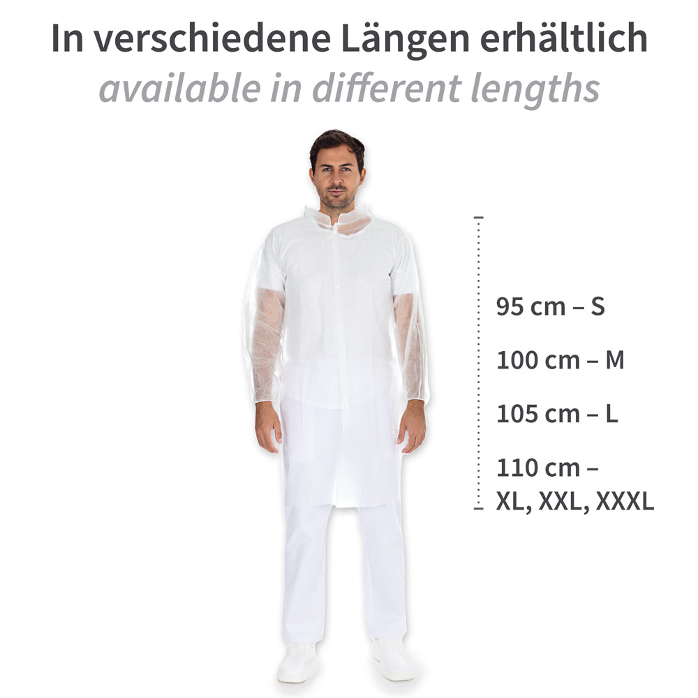 Besucherkittel Light mit Druckknöpfen, Stehkragen | PP - weiß