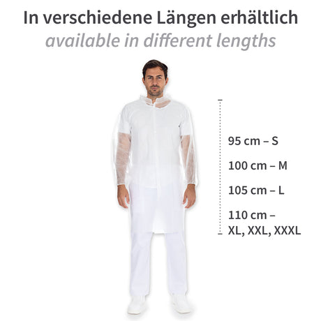 Besucherkittel Light mit Druckknöpfen, Stehkragen | PP - weiß