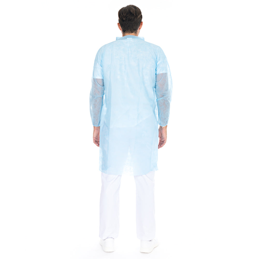 Besucherkittel Light mit Klettverschluss, Stehkragen | PP - blau