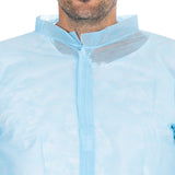 Besucherkittel Light mit Klettverschluss, Stehkragen | PP - blau