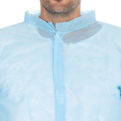 Besucherkittel Light mit Klettverschluss, Stehkragen | PP - blau