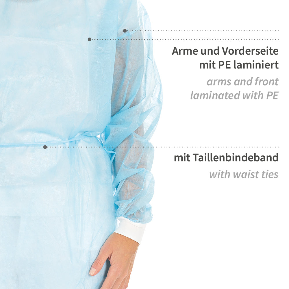 Kittel Med Eco mit Nackenbindeband | PP, PE teil-laminiert - blau