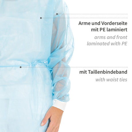 Kittel Med Eco mit Nackenbindeband | PP, PE teil-laminiert - blau
