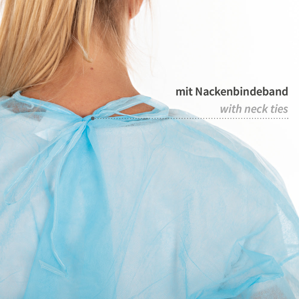 Kittel Med Eco mit Nackenbindeband | PP, PE teil-laminiert - blau