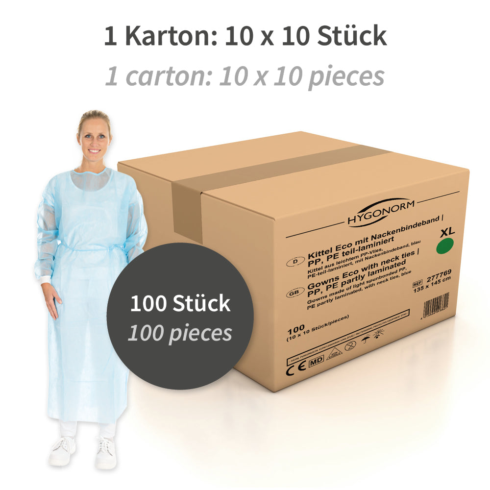 Kittel Med Eco mit Nackenbindeband | PP, PE teil-laminiert - blau