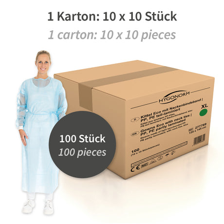 Kittel Med Eco mit Nackenbindeband | PP, PE teil-laminiert - blau