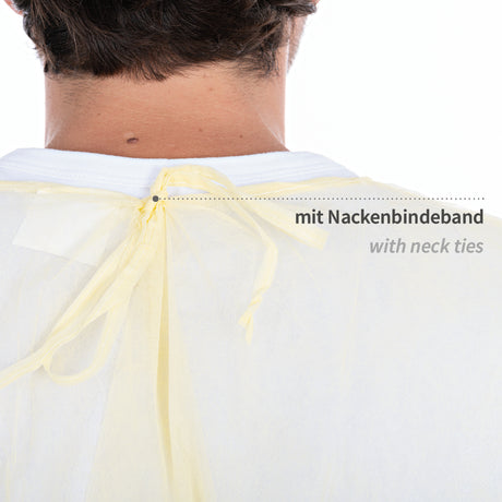 Kittel Med Eco mit Nackenbindeband | PP, PE teil-laminiert - gelb