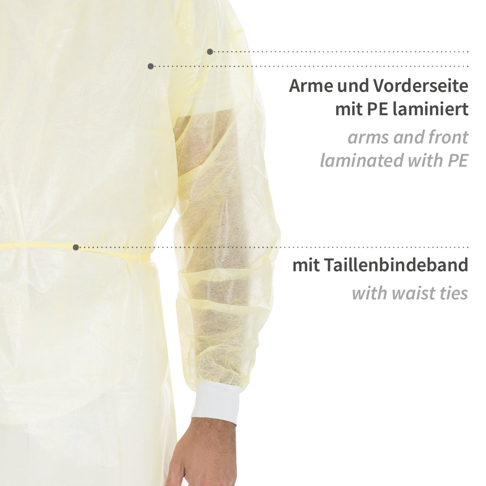 Kittel Med Eco mit Nackenbindeband | PP, PE teil-laminiert - gelb