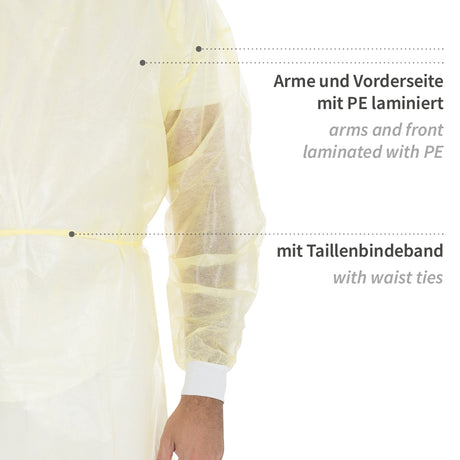 Kittel Med Eco mit Nackenbindeband | PP, PE teil-laminiert - gelb