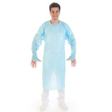 Hygiene-Kittel mit Daumenloch | CPE - blau