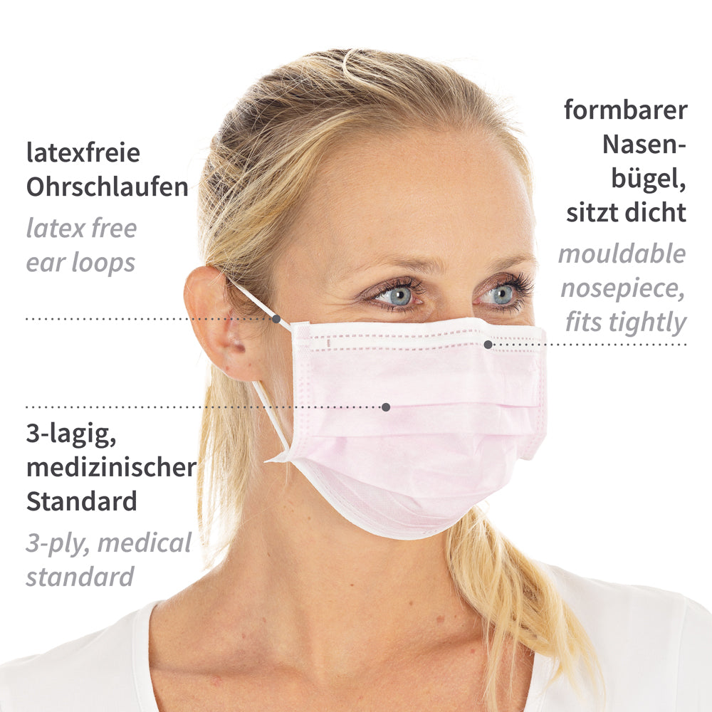 Mundschutz Typ II, 3-lagig | PP - rosa