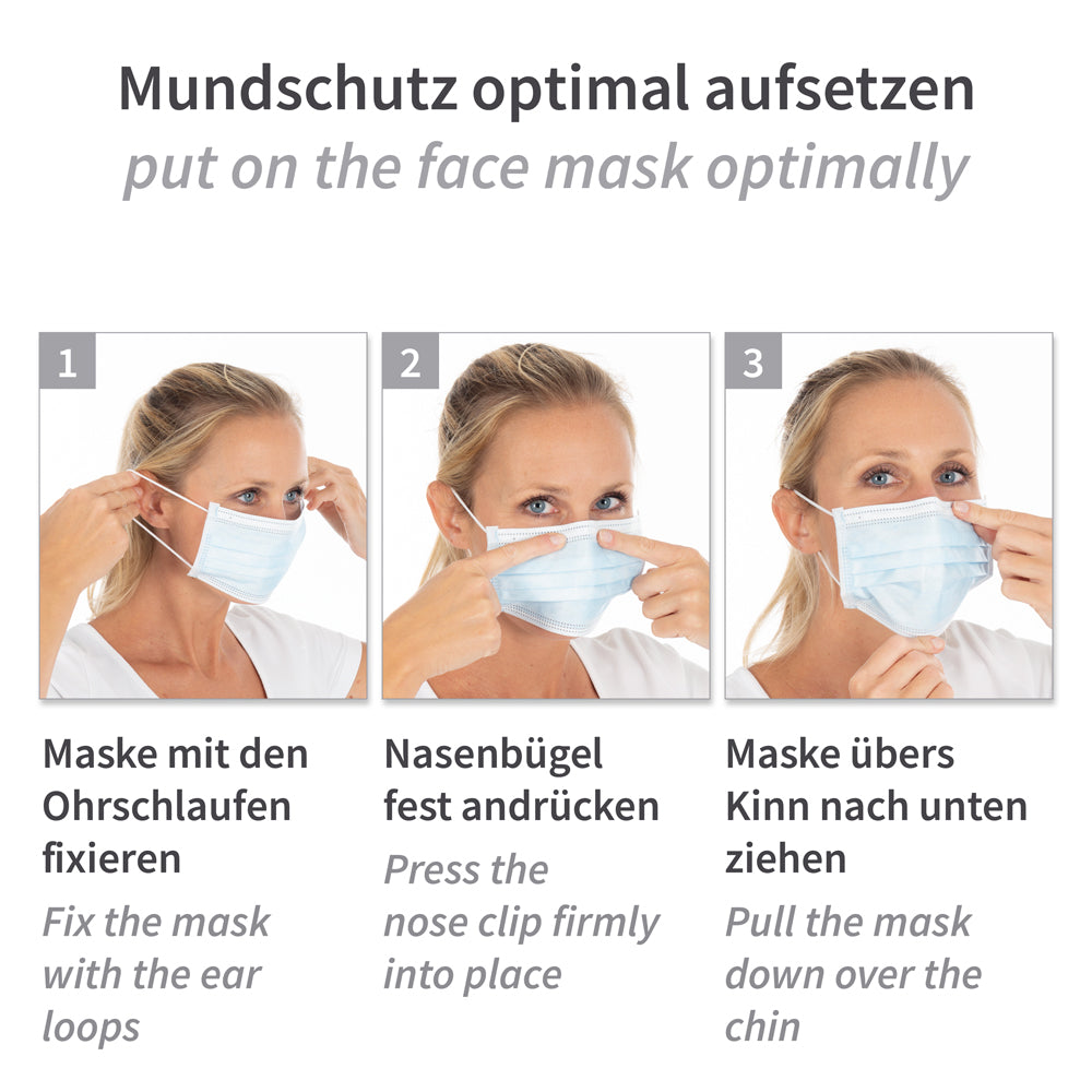 Mundschutz Typ II, 3-lagig | PP, Sparpack - blau