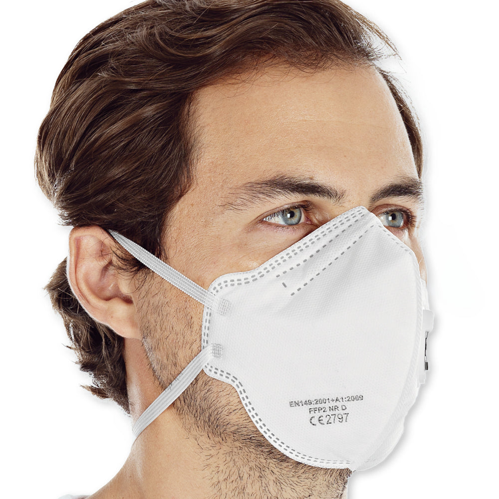 Atemschutzmasken FFP2 NR mit Ventil, vertikal faltbar | PP, Sparpack - weiß
