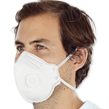 Atemschutzmasken FFP2 NR mit Ventil, vertikal faltbar | PP, Sparpack - weiß