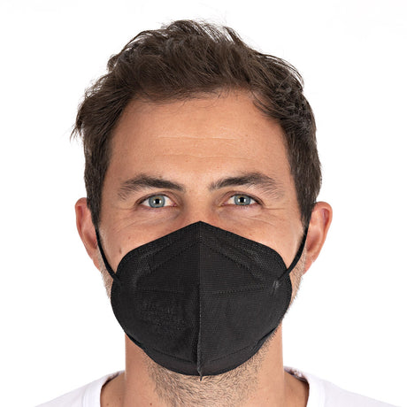 Atemschutzmasken FFP2 NR, vertikal faltbar, Ohrschlaufen, schwarz | PP, Aktionsartikel - schwarz