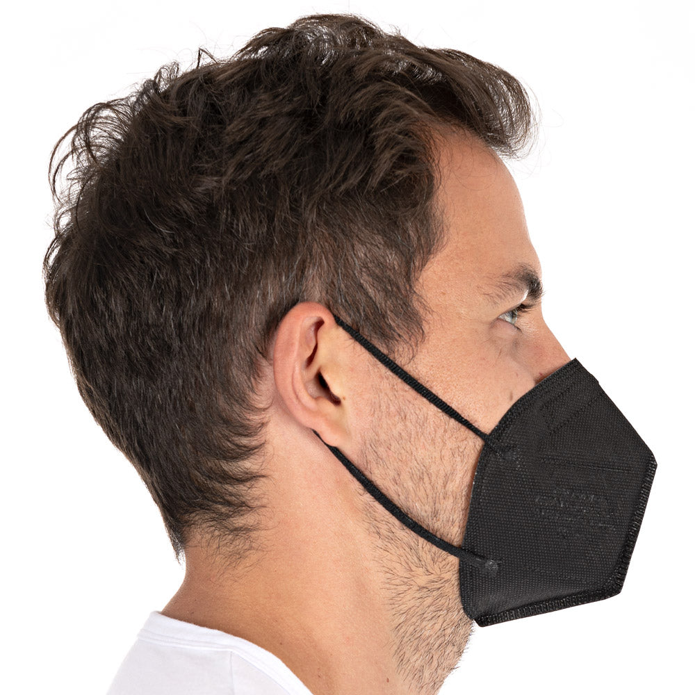 Atemschutzmasken FFP2 NR, vertikal faltbar, Ohrschlaufen, schwarz | PP, Aktionsartikel - schwarz