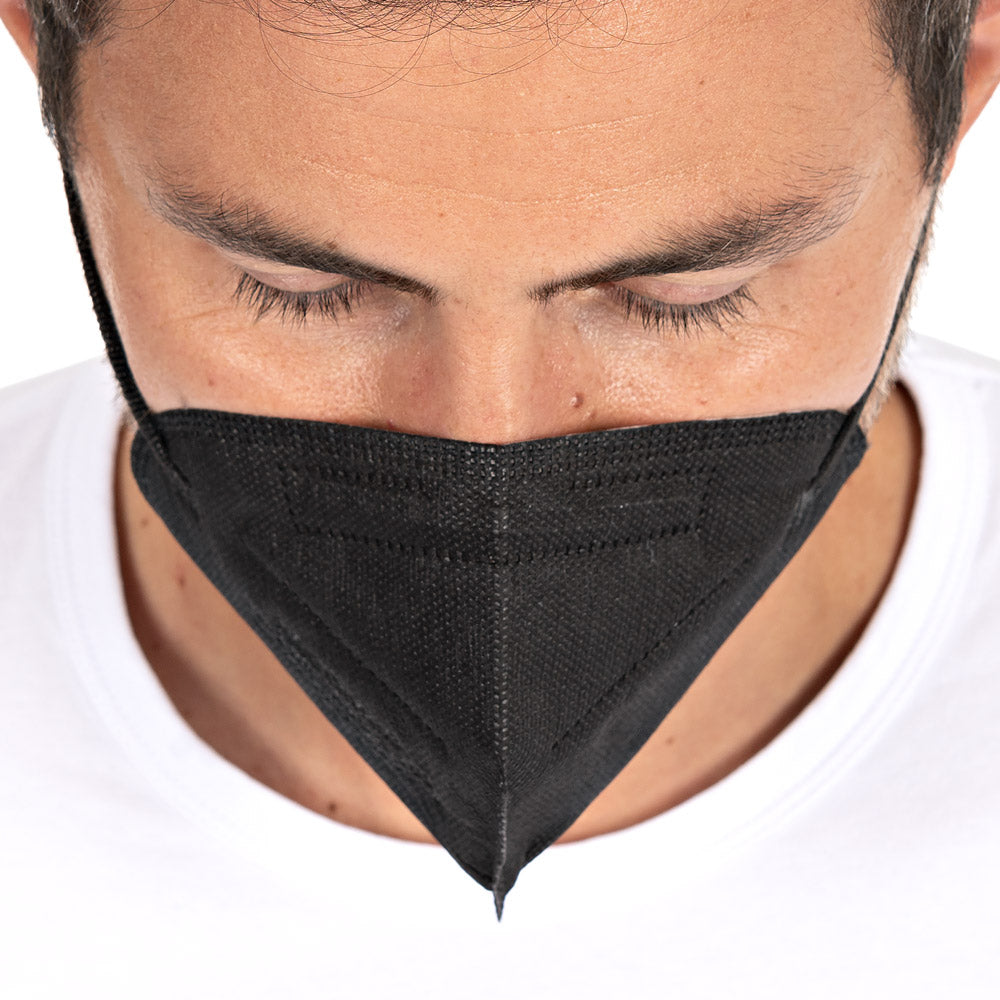Atemschutzmasken FFP2 NR, vertikal faltbar, Ohrschlaufen, schwarz | PP, Aktionsartikel - schwarz