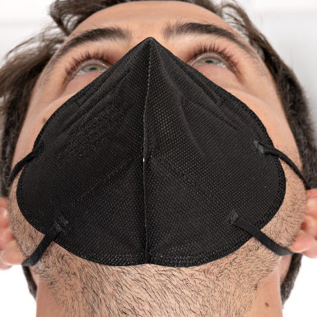 Atemschutzmasken FFP2 NR, vertikal faltbar, Ohrschlaufen, schwarz | PP, Aktionsartikel - schwarz