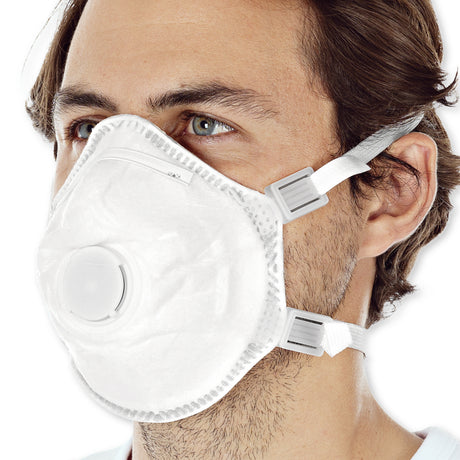 Atemschutzmasken FFP3 NR D mit Ventil, vorgeformt | PP - weiß