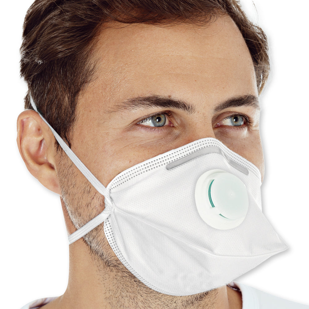 Atemschutzmasken FFP3 NR mit Ventil, horizontal faltbar | PP - weiß