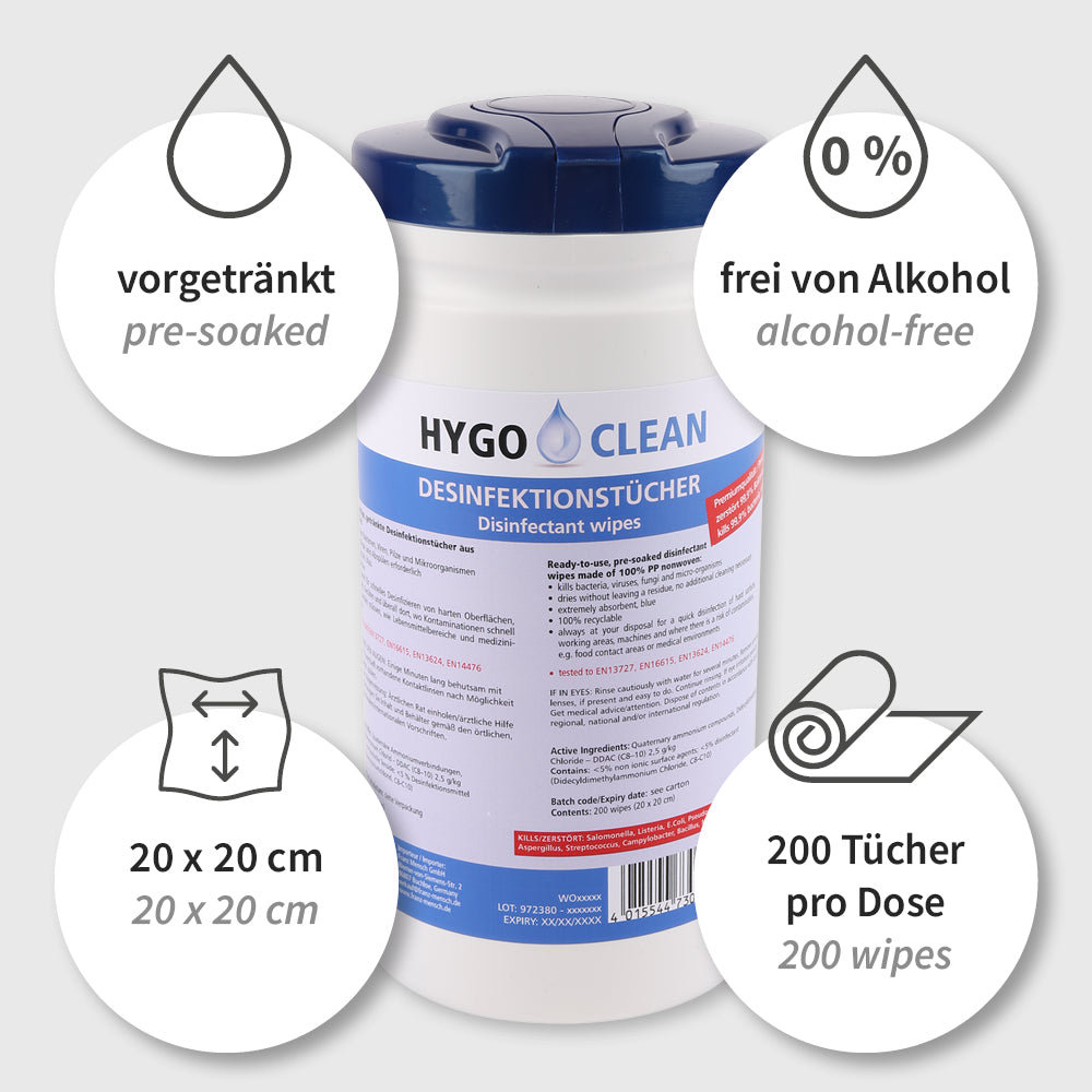 Desinfektionstücher alkoholfrei | PP - blau