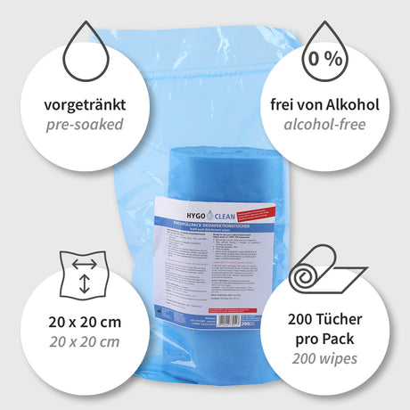Desinfektionstücher alkoholfrei | PP - blau