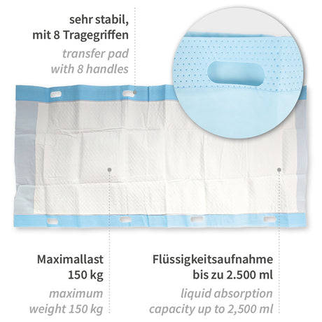Umbettungslaken absorbierend | PP/Zellulose/PE - blau-weiß