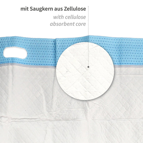 Umbettungslaken absorbierend | PP/Zellulose/PE - blau-weiß