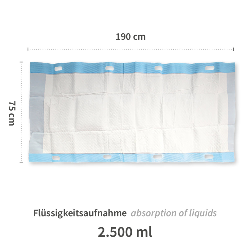 Umbettungslaken absorbierend | PP/Zellulose/PE - blau-weiß