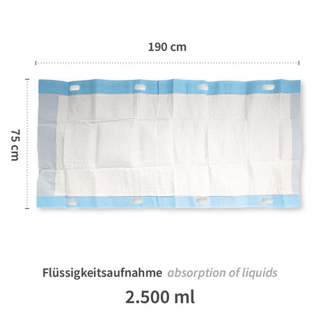 Umbettungslaken absorbierend | PP/Zellulose/PE - blau-weiß