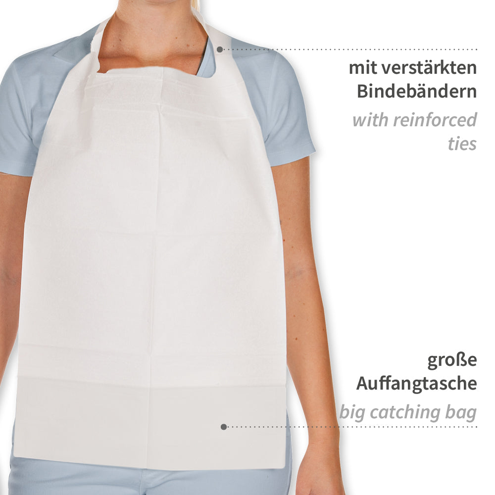Lätzchen, mit Kopföffnung | Papier, PE-Beschichtung - weiß