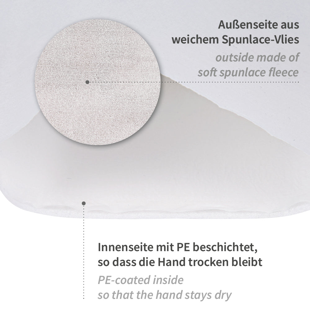 Walking Waschhandschuhe | Spunlace, PE-Beschichtung - weiß