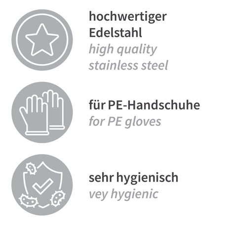 Handschuhspender für PE-Handschuhe im Beutel | Edelstahl - silber