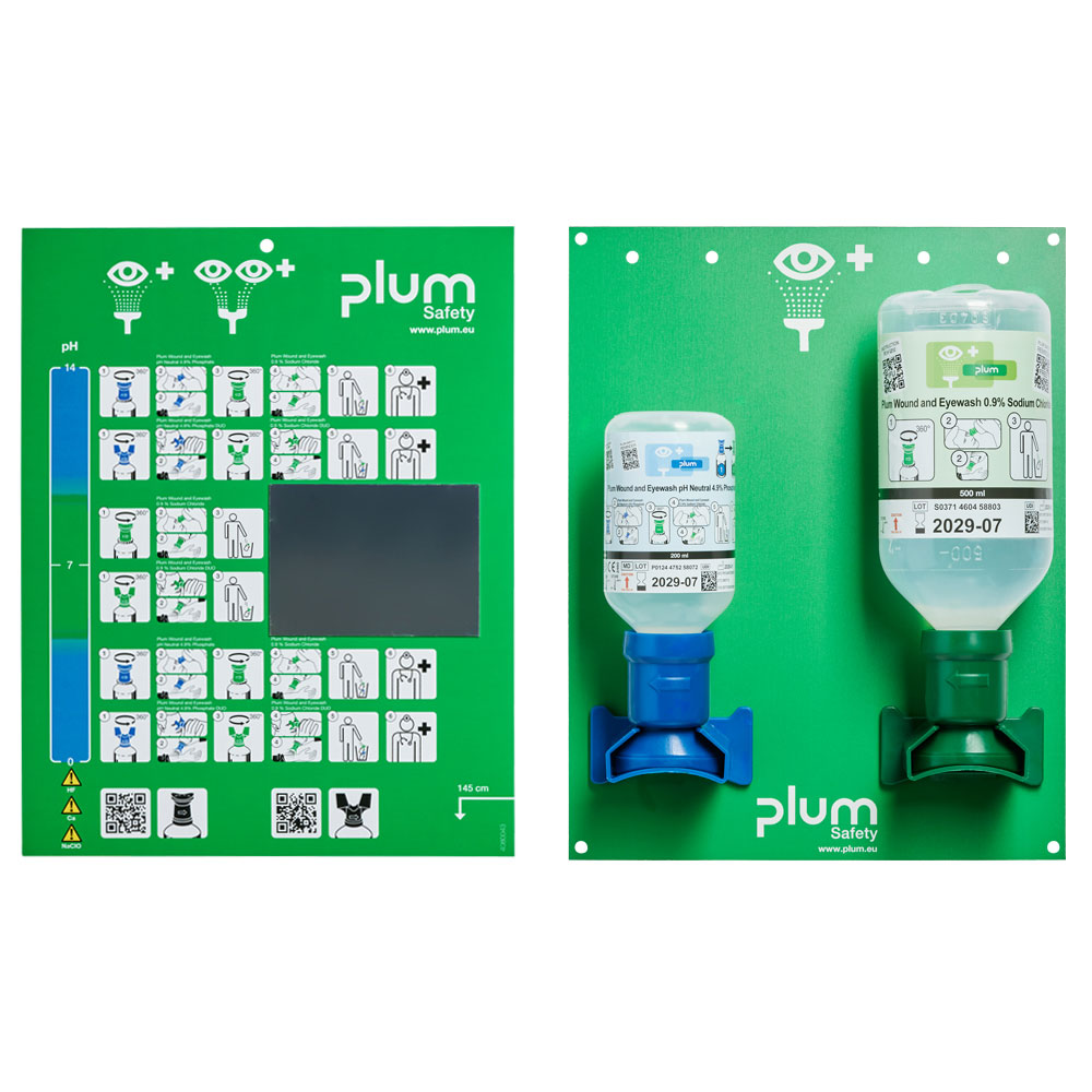 Plum Augen-Notfallstation mit 2 Flaschen und Wandhalterung - transparent
