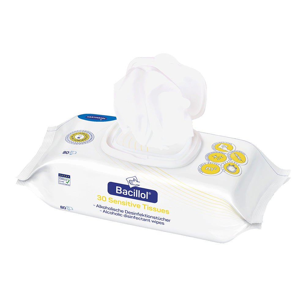 Hartmann Bacillol® 30 Sensitive Tissues, Alkoholische Desinfektionstücher - weiß