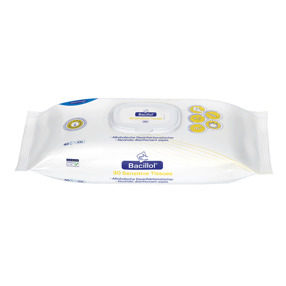 Hartmann Bacillol® 30 Sensitive Tissues, XXL, Alkoholische Desinfektionstücher - weiß