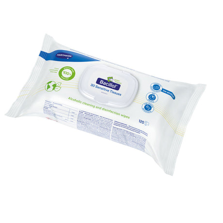 Hartmann Bacillol® 30 Sensitive Green Tissues, Alkoholische Desinfektionstücher - weiß