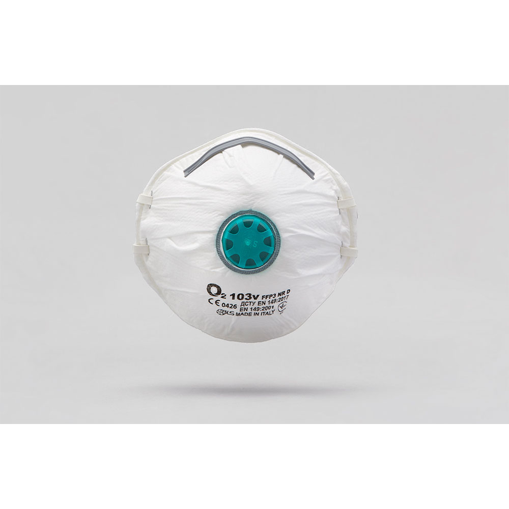 BLS Atemschutzmasken O2 103V, FFP3 NR D, mit Ventil - weiß