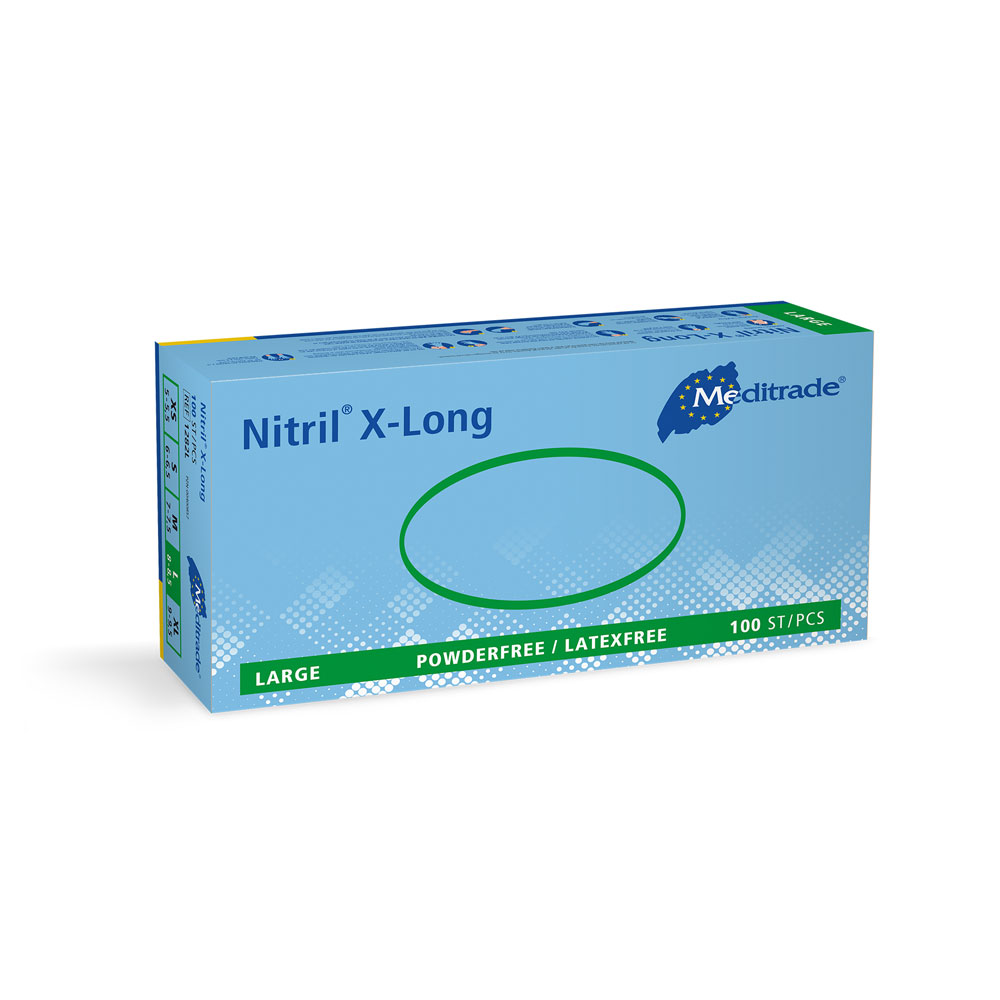 Meditrade Nitril® 3000 X-Long Blue Untersuchungshandschuhe | puderfrei - blau
