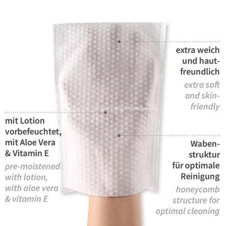 Meditrade BeeSana® Feuchte Waschhandschuhe, Flowpack - weiß