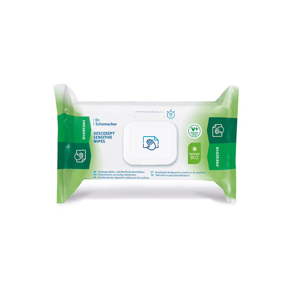 Dr. Schumacher DESCOSEPT SENSITIVE WIPES, Alkoholische Desinfektionstücher - weiß