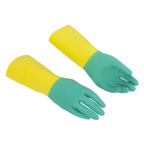 Vileda Professional Handschuh Heavyweight - Der Robuste, Naturlatexhandschuh - türkis-gelb
